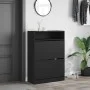 Shoe cabinet with 2 folding drawers black 80x34x116 cm by , Shoe racks and shoe organizers - Ref: Foro24-3214407, Price: 105,...