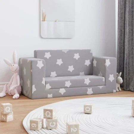 Hellgraues 2-Sitzer-Kindersofa aus weichem Plüsch mit Sternen von , Baby- und Kleinkindmöbel - Ref: Foro24-357034, Preis: 65,...