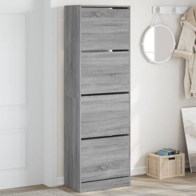 Mueble zapatero 4 cajones abatibles gris Sonoma 60x34x187,5 cm