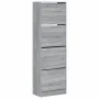 Shoe cabinet with 4 folding drawers Sonoma gray 60x34x187.5 cm by , Shoe racks and shoe organizers - Ref: Foro24-3214376, Pri...