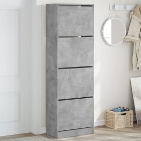 Mueble zapatero 4 cajones abatibles gris hormigón 60x34x187,5cm