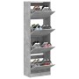Shoe cabinet with 4 folding drawers concrete gray 60x34x187.5cm by , Shoe racks and shoe organizers - Ref: Foro24-3214374, Pr...