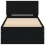 Bed frame with black engineered wood headboard 90x200 cm by , Beds and slatted bases - Ref: Foro24-838625, Price: 96,55 €, Di...