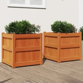 Outdoor planters 2 pcs solid wax brown pine wood by , Pots and planters - Ref: Foro24-837419, Price: 99,67 €, Discount: %