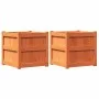 Outdoor planters 2 pcs solid wax brown pine wood by , Pots and planters - Ref: Foro24-837419, Price: 100,59 €, Discount: %