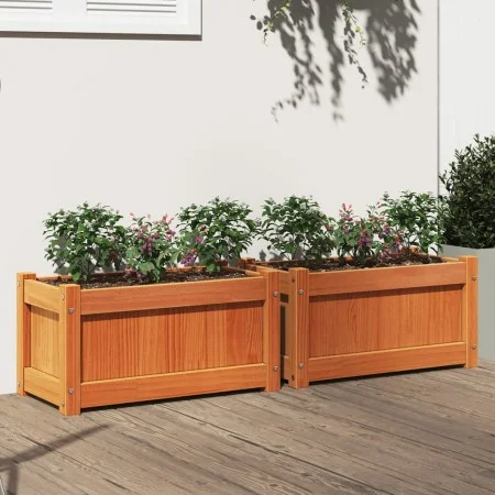 Outdoor planters 2 pcs solid wax brown pine wood by , Pots and planters - Ref: Foro24-837444, Price: 69,61 €, Discount: %