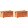 Outdoor planters 2 pcs solid wax brown pine wood by , Pots and planters - Ref: Foro24-837444, Price: 69,61 €, Discount: %