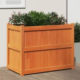 Jardinera exterior madera maciza pino marrón cera 90x50x70 cm de , Maceteros y jardineras - Ref: Foro24-837471, Precio: 89,95...