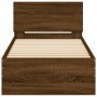 Oak brown engineered wood bed with headboard 75x190 cm by , Beds and slatted bases - Ref: Foro24-838665, Price: 65,84 €, Disc...