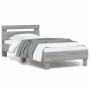 Bed frame headboard LED lights Sonoma gray 90x200 cm by , Beds and slatted bases - Ref: Foro24-838720, Price: 113,67 €, Disco...