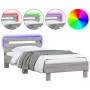 Bed frame headboard LED lights Sonoma gray 90x200 cm by , Beds and slatted bases - Ref: Foro24-838720, Price: 113,67 €, Disco...