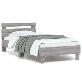 Sonoma gray LED lights headboard bed frame 90x190 cm by , Beds and slatted bases - Ref: Foro24-838748, Price: 102,25 €, Disco...
