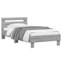 Estructura de cama cabecero luces LED gris Sonoma 90x190 cm de , Camas y somieres - Ref: Foro24-838748, Precio: 110,46 €
