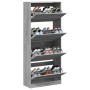 Shoe cabinet with 4 folding drawers Sonoma gray 80x34x187.5 cm by , Shoe racks and shoe organizers - Ref: Foro24-3214383, Pri...