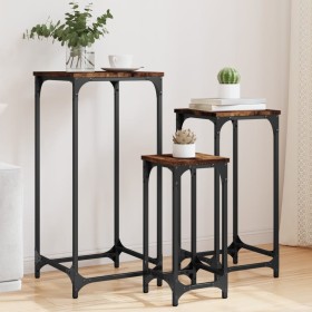 Stapelbare Tische, 3 Einheiten, aus Holzwerkstoff, geräucherte Eiche von , Seitentische - Ref: Foro24-838940, Preis: 61,18 €,...