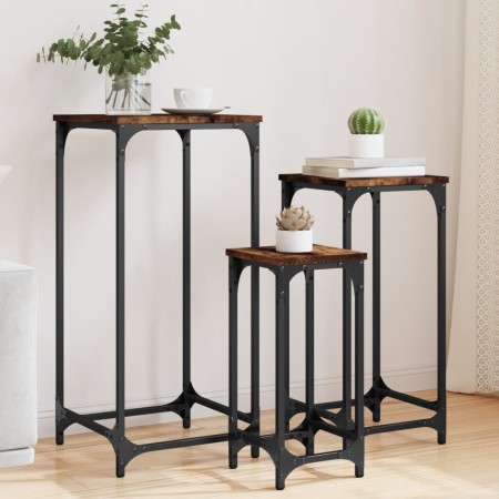 Stackable tables 3 units engineered wood smoked oak by , Side tables - Ref: Foro24-838940, Price: 61,18 €, Discount: %