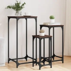Stapelbare Beistelltische, 3 Einheiten, Eichenbraun, Holzwerkstoff von , Seitentische - Ref: Foro24-838942, Preis: 49,54 €, R...