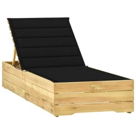 Sun lounger with black cushion made of impregnated pine wood by , Loungers - Ref: Foro24-3065916, Price: 160,22 €, Discount: %