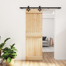 Puerta corredera con herrajes madera maciza de pino 70x210 cm