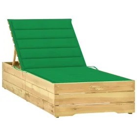 Deck chair with green cushion made of impregnated pine wood by , Loungers - Ref: Foro24-3065914, Price: 154,38 €, Discount: %