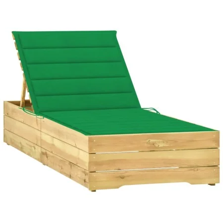 Deck chair with green cushion made of impregnated pine wood by , Loungers - Ref: Foro24-3065914, Price: 154,38 €, Discount: %