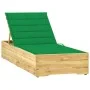 Deck chair with green cushion made of impregnated pine wood by , Loungers - Ref: Foro24-3065914, Price: 154,38 €, Discount: %