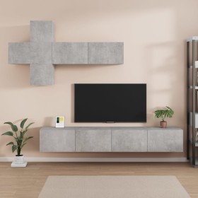 Set de muebles de TV 7 pzas madera contrachapada gris hormigón