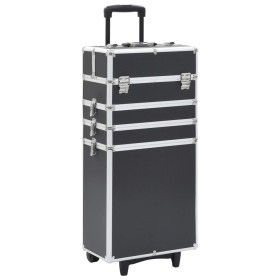 Maletín trolley de maquillaje de aluminio negro