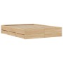 Cama con cajones madera ingeniería roble Sonoma 140x190 cm de , Camas y somieres - Ref: Foro24-3207303, Precio: 243,04 €, Des...