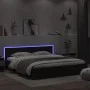 Black headboard bed frame and LED lights 180x200 cm by , Beds and slatted bases - Ref: Foro24-3207589, Price: 278,82 €, Disco...