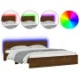 Estructura de cama cabecero y luces LED marrón roble 180x200 cm de , Camas y somieres - Ref: Foro24-3207594, Precio: 208,50 €...