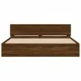 Estructura de cama cabecero y luces LED marrón roble 180x200 cm de , Camas y somieres - Ref: Foro24-3207594, Precio: 208,50 €...