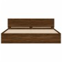 Oak brown headboard bed frame and LED lights 180x200 cm by , Beds and slatted bases - Ref: Foro24-3207594, Price: 212,03 €, D...