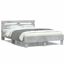 Concrete gray headboard bed frame and LED lights 120x200cm by , Beds and slatted bases - Ref: Foro24-3207556, Price: 145,67 €...