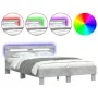 Concrete gray headboard bed frame and LED lights 120x200cm by , Beds and slatted bases - Ref: Foro24-3207556, Price: 145,67 €...