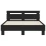 Bed frame with headboard and LED lights black 120x200 cm by , Beds and slatted bases - Ref: Foro24-3207554, Price: 170,53 €, ...