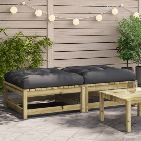 Garden stools with cushions 2 pcs impregnated pine wood by , Modular outdoor sofas - Ref: Foro24-838108, Price: 128,14 €, Dis...