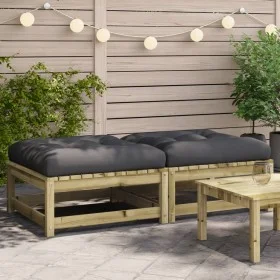 Garden stools with cushions 2 pcs impregnated pine wood by , Modular outdoor sofas - Ref: Foro24-838108, Price: 114,21 €, Dis...