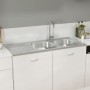 Fregadero de cocina doble seno acero inoxidable 1200x500x155 mm