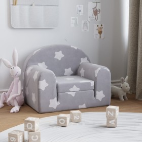 Sofá cama de niños felpa suave gris claro con estrellas