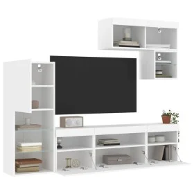 Muebles de TV de pared con LED 6 pzas madera ingeniería blanco de , Muebles TV - Ref: Foro24-3216732, Precio: 240,84 €, Descu...