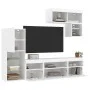 Wand-TV-Möbel mit LED-Beleuchtung, 6-teilig, aus weißem Ingenieurholz. von , TV-Möbel - Ref: Foro24-3216732, Preis: 240,84 €,...