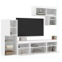 Wand-TV-Möbel mit LED-Beleuchtung, 6-teilig, aus weißem Ingenieurholz. von , TV-Möbel - Ref: Foro24-3216732, Preis: 243,91 €,...