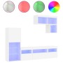 Muebles de TV de pared con LED 6 pzas madera ingeniería blanco de , Muebles TV - Ref: Foro24-3216732, Precio: 248,35 €, Descu...