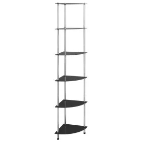 6-tier black tempered glass shelf 30x30x160 cm by vidaXL, Bookcases and shelves - Ref: Foro24-249522, Price: 56,94 €, Discoun...