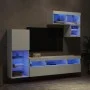 Wand-TV-Möbel mit LED-Beleuchtung, 6-teilig, aus weißem Ingenieurholz. von , TV-Möbel - Ref: Foro24-3216732, Preis: 240,84 €,...
