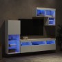Wand-TV-Möbel mit LED-Beleuchtung, 6-teilig, aus weißem Ingenieurholz. von , TV-Möbel - Ref: Foro24-3216732, Preis: 243,91 €,...