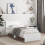 White engineered wood bed frame with headboard 90x200 cm by , Beds and slatted bases - Ref: Foro24-838624, Price: 99,89 €, Di...