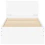 White engineered wood bed frame with headboard 90x200 cm by , Beds and slatted bases - Ref: Foro24-838624, Price: 106,02 €, D...