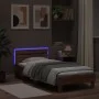 Bed frame headboard LED lights oak brown 90x190 cm by , Beds and slatted bases - Ref: Foro24-838749, Price: 90,35 €, Discount: %